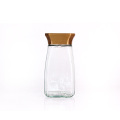 Empty 440ml clear square coffee sugar tea packing glass jar with plastic cap